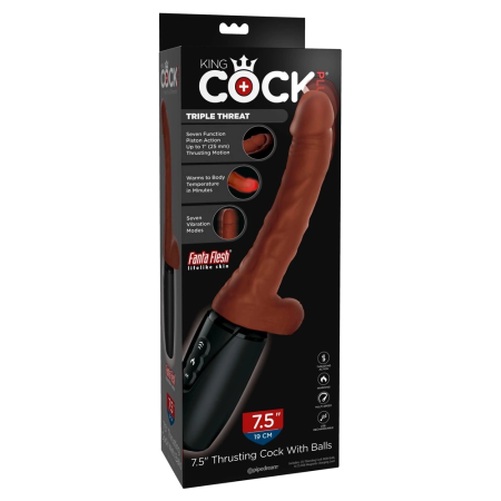 King Cock 7.5" Thrusting Model with Warming & Motion System, Brown