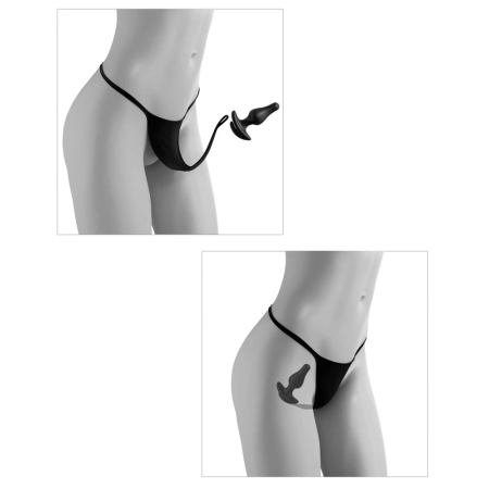 HookUp Panties Remote Bowtie Bikini XL-XXL Rechargeable Black