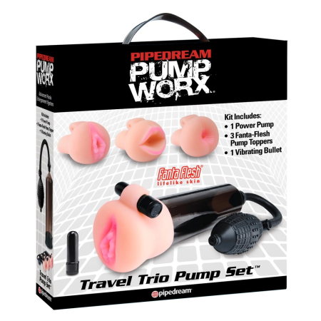 Pipedream Pump Worx Travel Trio Vacuum System with 3 Sleeves 20.5cm