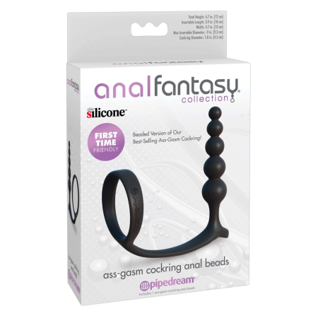 CalExotics AF Ass-Gasm Intimate Silicone Duo Ring & Anal Beads 12cm