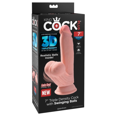 King Cock Plus 7” 3D Fanta Flesh Model with Swinging Anatomical Base, Beige