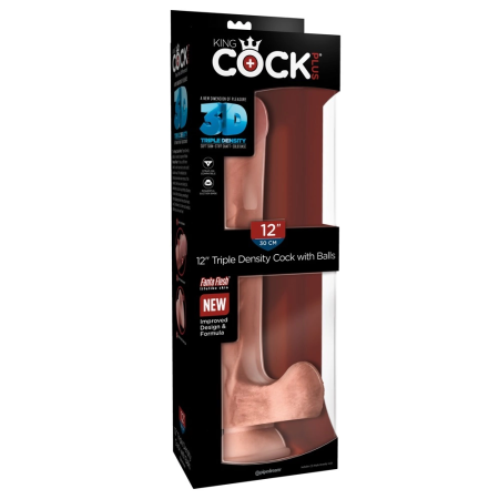 King Cock Plus 12" Dual Density Intimate Model with Suction Base, TPE