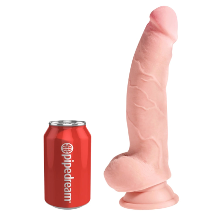 King Cock Plus 8" Dual-Density Model with Balls, Suction Cup, Beige