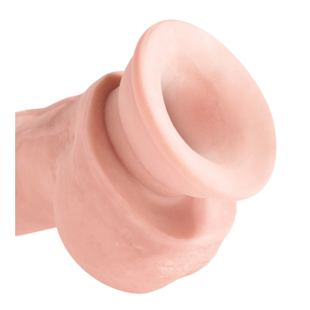 King Cock Plus 8" Dual-Density Model with Balls, Suction Cup, Beige