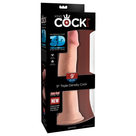 King Cock Plus 9" Triple Density Model with Suction Cup, Beige, 26.7 cm
