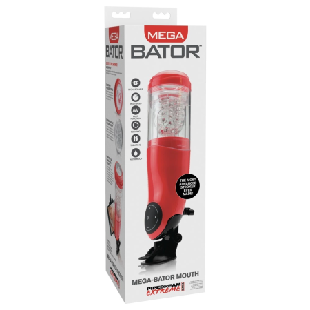 Pipedream Mega-Bator Red/Clear - Automatic Intimate Machine, 27.9 cm