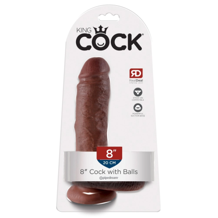 Pipedream King Cock 8" Model with Suction Cup & Detailed Texture, Brown