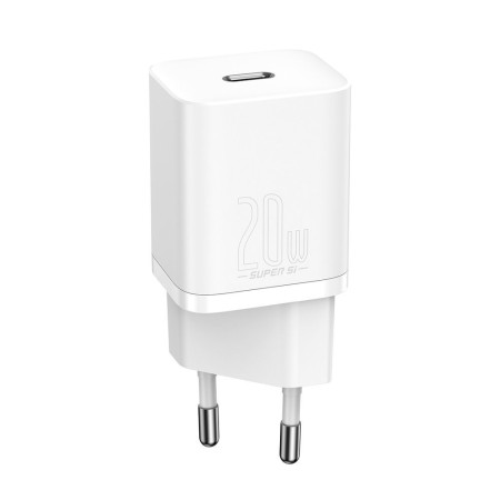 Baseus Super Si 20W USB-C Įkroviklis + USB-C į Lightning kabelis 1.0m baltas TZCCSUP-B02