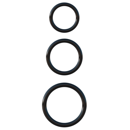 FCR Silicone 3 Ring Set Flexible Stamina Support - Black, 3 Sizes