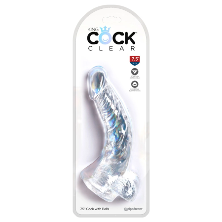 King Cock 7.5 Inch Model with Suction Base and Strap-On System, Beige