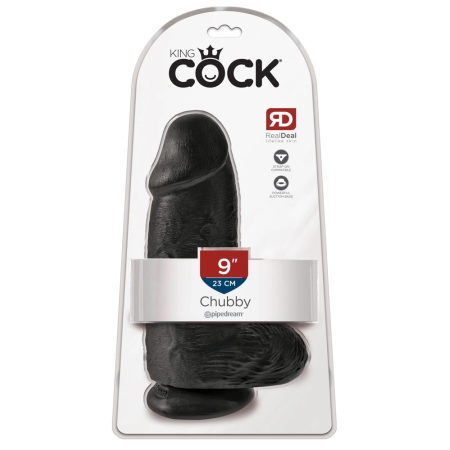 King Cock Chubby Dark Anatomical Model with Suction Cup 22.9 cm