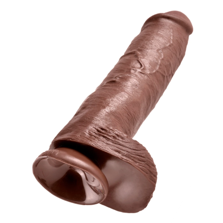King Cock 11" Anatomical Model with Suction Cup Brown 28 cm