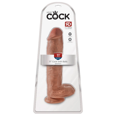King Cock Model 11" Tan Intimate System with Suction Base, 28 cm