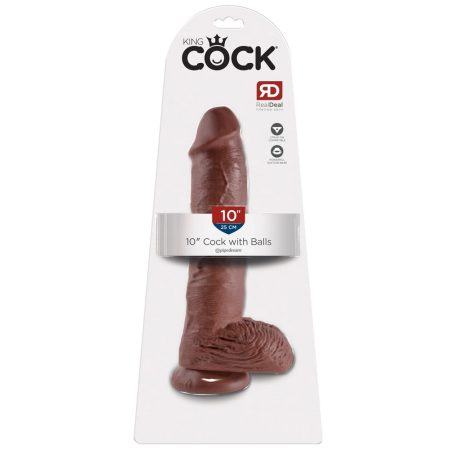 Pipedream King Cock 10 Inch Balls Brown Anatomical Model PVC