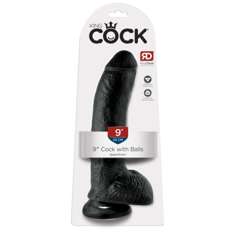 King Cock 9" Anatomical Model with Base Dark PVC 22.9cm
