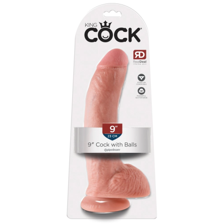 King Cock 9" Anatomical Model with Base Light 22.9 cm PVC
