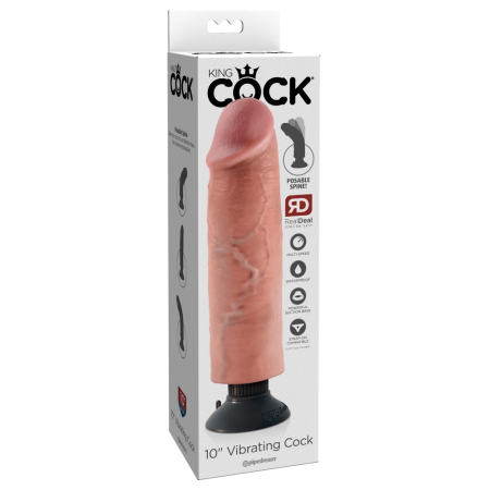 Pipedream King Cock 10" Flexible Vibrating Model with Suction Cup, Beige