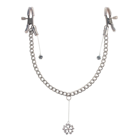 FFS Crystal Adjustable Nipple Clamp Set with Decorative Pendant, Silver