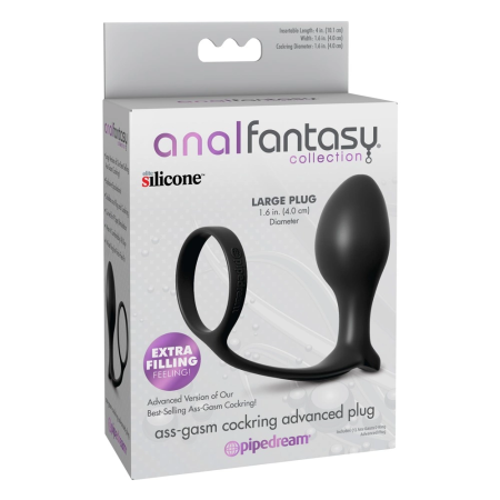 AFC Ass-Gasm Advance Silicone Intimate Ring & Plug 10.1cm Black