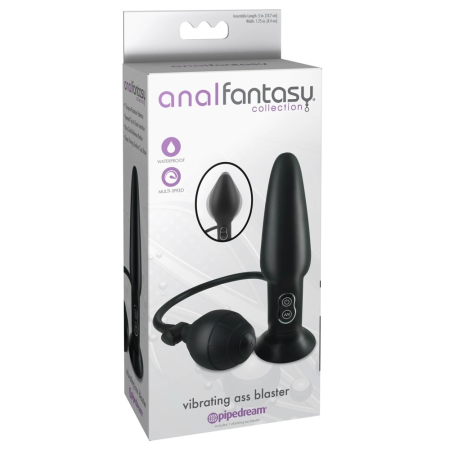 AFC Inflatable Vibrating Intimate Plug Black Silicone 17.4 cm