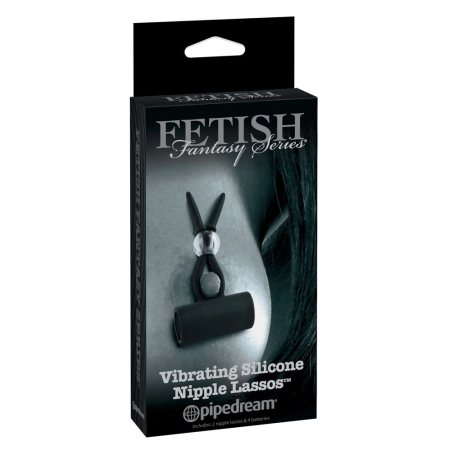 FFSLE Silicone Vibrating Nipple Lassos - Adjustable, 6 cm, Black