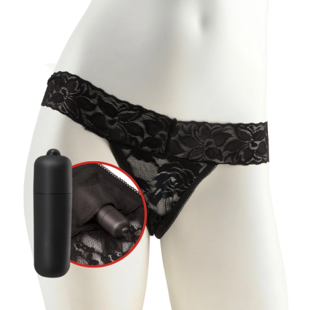 Fetish Fantasy Series Vibrating Lace Panty with Discreet Pocket Black