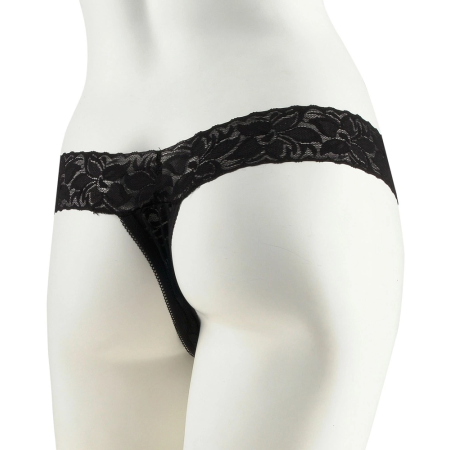 Fetish Fantasy Series Vibrating Lace Panty with Discreet Pocket Black