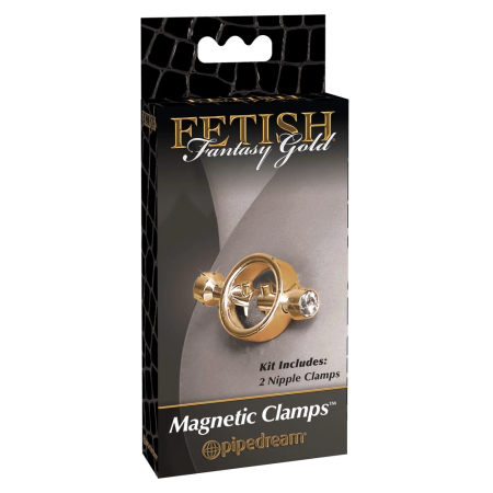 FFS Gold Magnetic Nipple Clamps with Decorative Gemstones, 5 cm