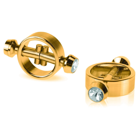 FFS Gold Magnetic Nipple Clamps with Decorative Gemstones, 5 cm