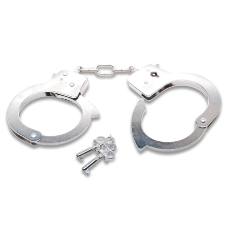 FFS Metal Handcuffs Silver Adjustable with Safety Quick-Release 9.6cm