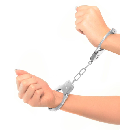 FFS Metal Handcuffs Silver Adjustable with Safety Quick-Release 9.6cm