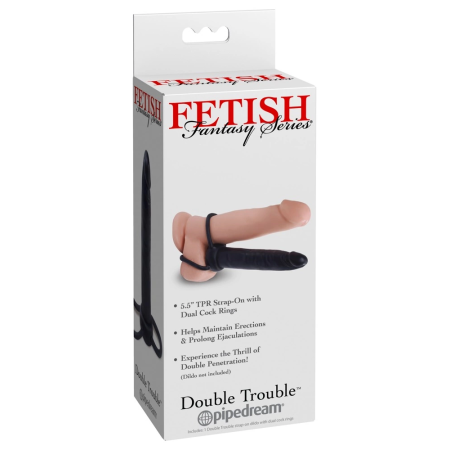 FFS Double Trouble Dark - Multifunctional Couple’s Ring & Anal Attachment, Black