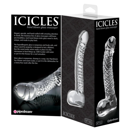 Pipedream Icicles No. 61 Glass Intimate Massage Tool 16.5cm Transparent
