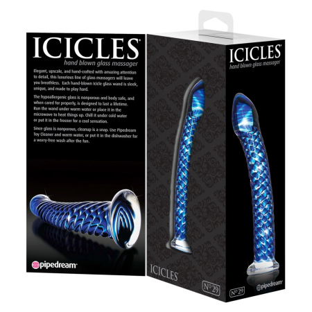 Pipedream Icicles No. 29 Blue Glass Intimate Massager 19 cm