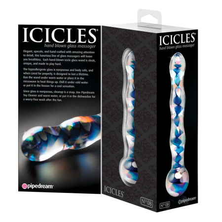 Pipedream Icicles No. 8 Glass Intimate Massager Clear/Blue 17.5cm