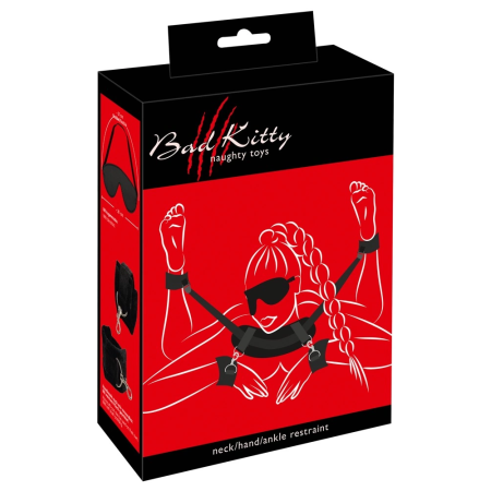 Bad Kitty Adjustable Full-Body Restraint Set with Plush Padding & Blindfold