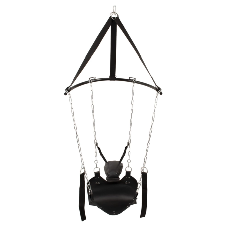 You2Toys Adjustable Leather Support Swing with Chains, Black, Max 75x49cm