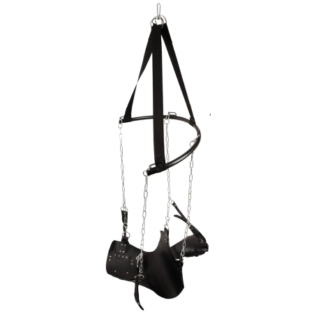 You2Toys Adjustable Leather Support Swing with Chains, Black, Max 75x49cm