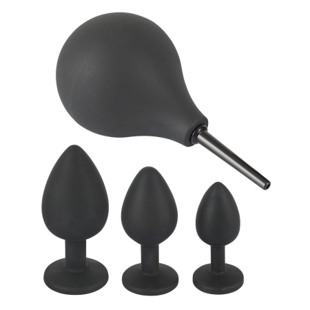 Black Velvets Anal Kit - Silicone Set with Douche and Decorative Plugs