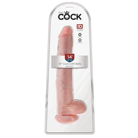 Pipedream King Cock 14" Anatomical Model with Suction Base, Beige, 35.6 cm