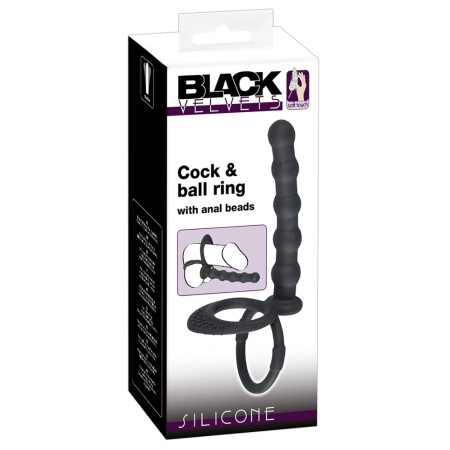 Black Velvets Intimate Silicone Ring Set with Beaded Extension 19cm