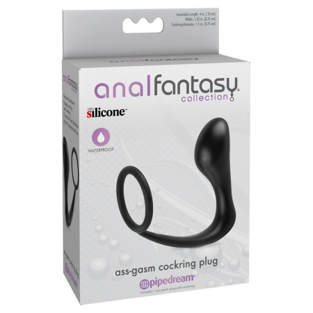 Pipedream Ass-Gasm Black Intimate Ring with Plug, Silicone, 10 cm