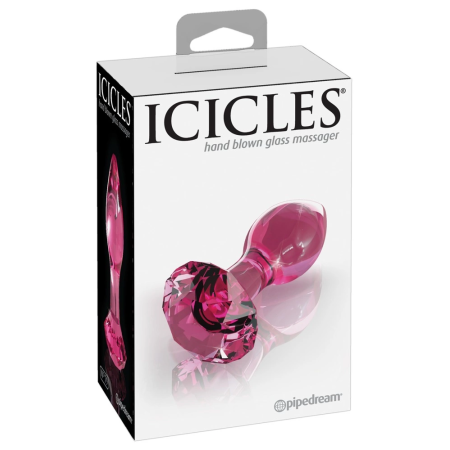 Pipedream Icicles No. 79 Pink Glass Anal Plug with Diamond Stopper 9cm