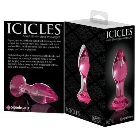 Pipedream Icicles No. 79 Pink Glass Anal Plug with Diamond Stopper 9cm