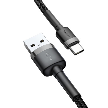 Baseus Cafule USB-C kabelis 3A 1m (Pilkas-Juodas)