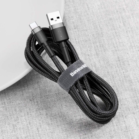 Baseus Cafule USB-C kabelis 3A 1m (Pilkas-Juodas)