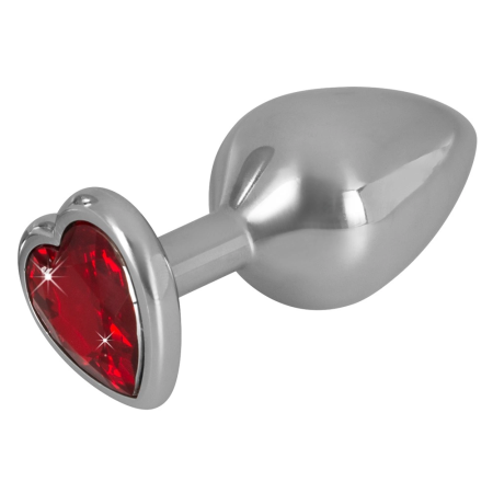 You2Toys Diamond Plug Medium - Aluminium Heart Red Gem 8.2 cm