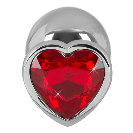 You2Toys Diamond Plug Medium - Aluminium Heart Red Gem 8.2 cm