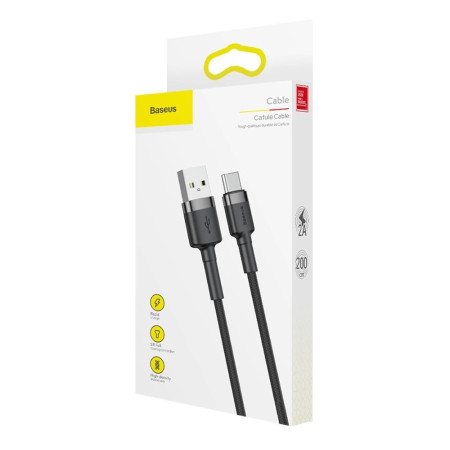 Baseus Cafule USB-C kabelis 2.0m 2.0A Pilkas-Juodas