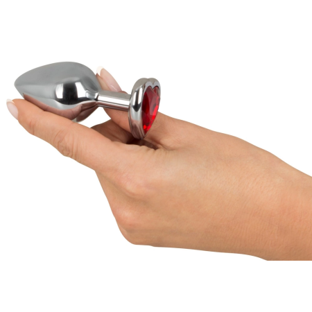 You2Toys Diamond Plug Medium - Aluminium Heart Red Gem 8.2 cm